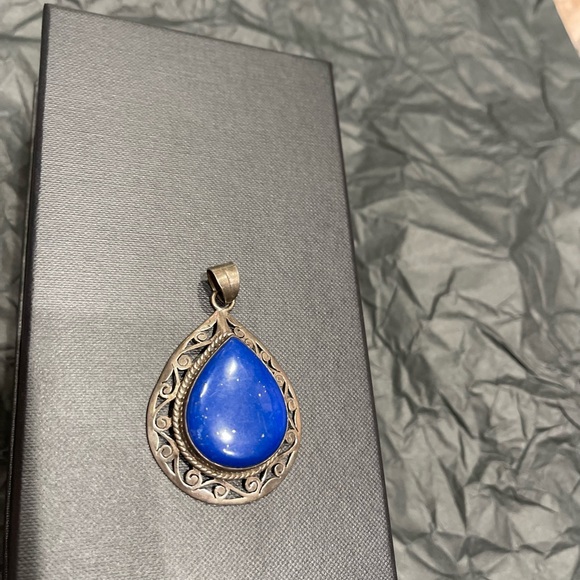 Vintage stone sterling silver pendant - Picture 2 of 8